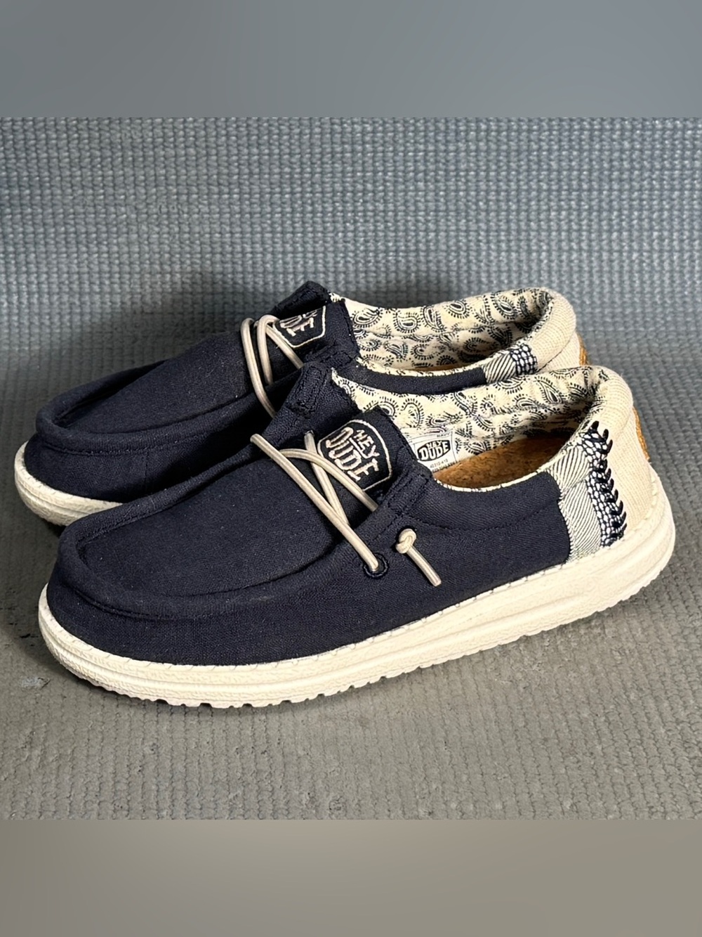 Hey Dude Wally Break Stitch Navy Blue Slip On Comfort Shoes Kid’s Size 13